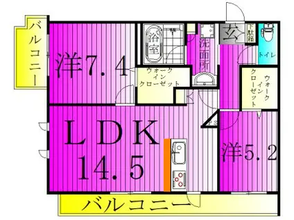 インフィニット カンワ(2LDK/4階)の間取り写真