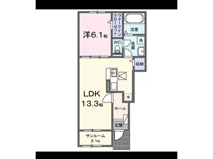 ラフィネIII(1LDK/1階)の間取り写真
