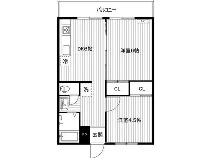 千歳台パークハイツ(2DK/1階)の間取り写真