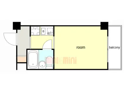 ロイヤルメゾン芦屋VI(1K/2階)の間取り写真