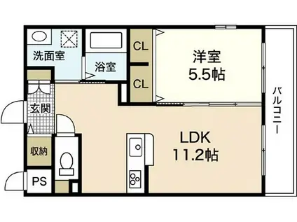 ROSSO庚午(1LDK/2階)の間取り写真