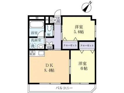 ロイヤル2002(2DK/3階)の間取り写真