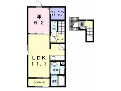 アマーレ スパーツィオ I(1LDK/2階)の間取り写真