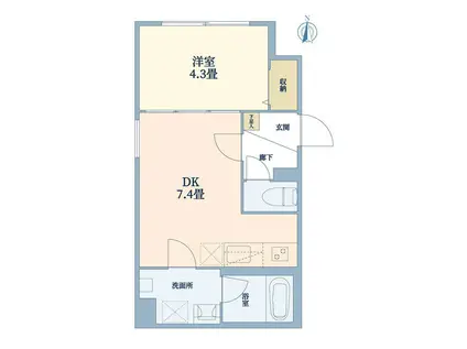 ウェルスクエア中野坂上(1DK/4階)の間取り写真