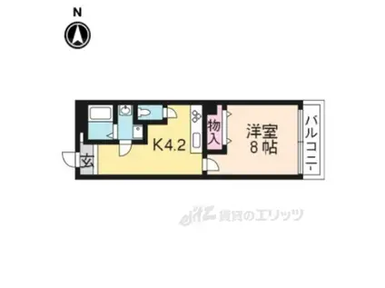 セレーナ白梅町(1K/2階)の間取り写真