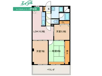パーシモンヒルズ(3LDK/1階)の間取り写真