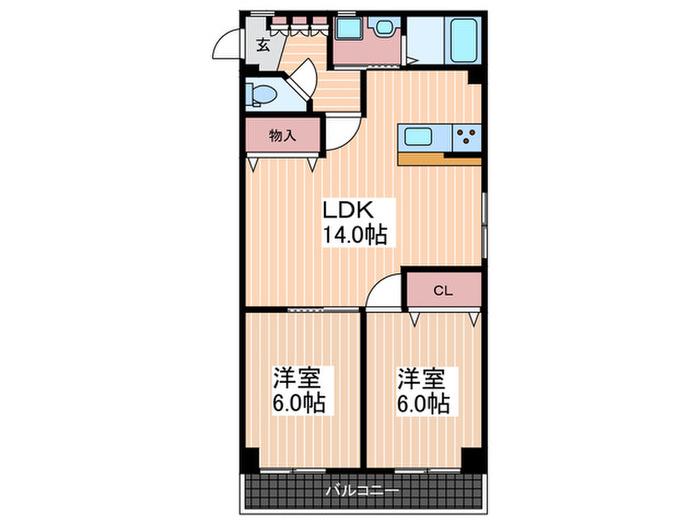 平稲ビル(2LDK/3階)の間取り写真
