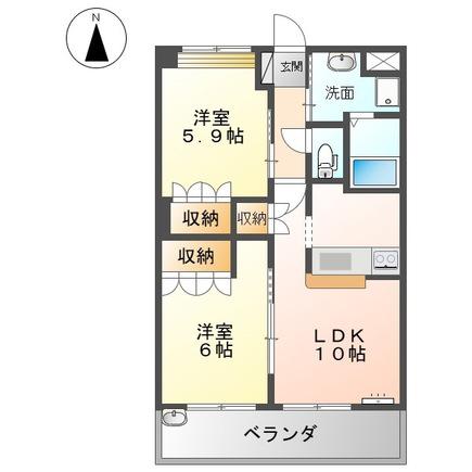 アバンサール(2LDK/2階)の間取り写真