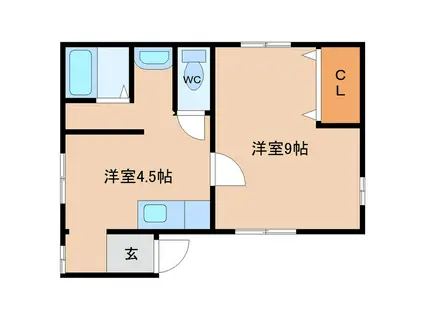 アトラス(1DK/2階)の間取り写真