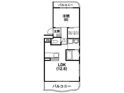 スプリングウインド(1LDK/1階)の間取り写真