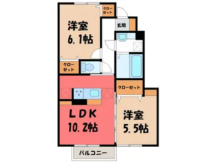 グラン・シリウス(2LDK/1階)の間取り写真