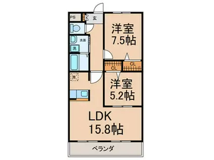クリスタルステージ(2LDK/3階)の間取り写真