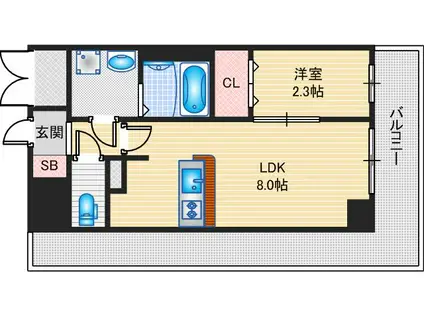ソルテラスOSAKA千里丘駅前(1LDK/5階)の間取り写真