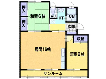 ピアス大麻(2LDK/3階)の間取り写真