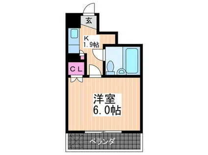 ブルーコート段原(1K/5階)の間取り写真