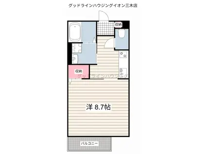 ロイヤルハイツ黒川(1K/2階)の間取り写真