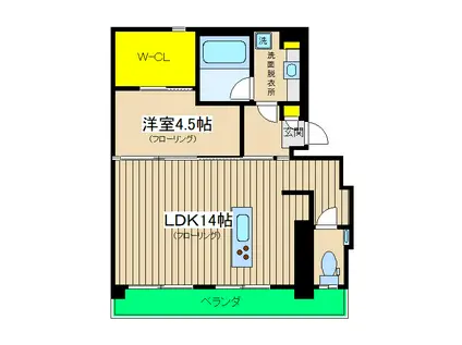 横浜KOWA HILLS(1SLDK/2階)の間取り写真