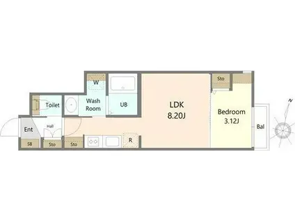 TRM BASE川内(1LDK/1階)の間取り写真