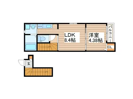 ル・ボヌール仙台(1LDK/2階)の間取り写真