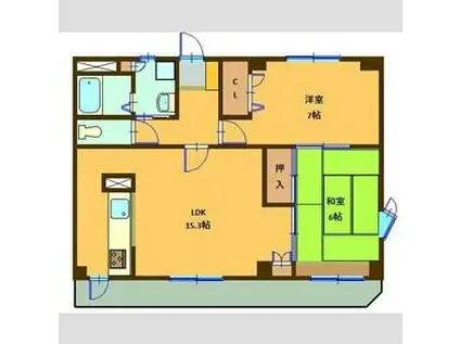 アールヴィヴァン(2LDK/3階)の間取り写真