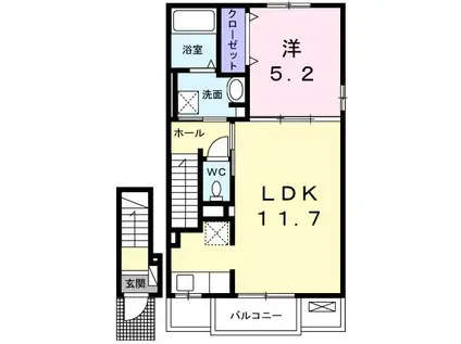 ラッフィナート・リアン城北A棟(1LDK/2階)の間取り写真