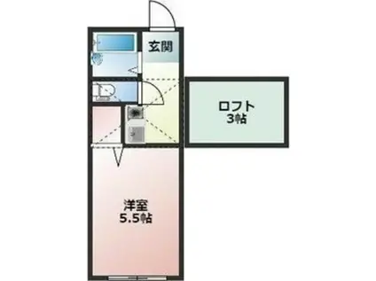 エッグハウス(ワンルーム/2階)の間取り写真