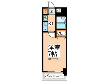 ライオンズマンション海老名第3(1K/2階)の間取り写真