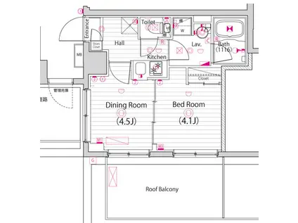 ガーラ・パークサイド亀戸(1DK/6階)の間取り写真