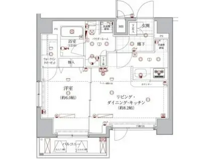 レアライズ浅草(1LDK/8階)の間取り写真