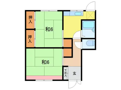 ペディコート福井鯖江(2DK/3階)の間取り写真