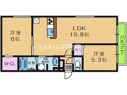 フリージア天王寺(2LDK/3階)の間取り写真