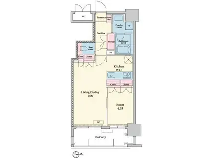 RJRプレシア千早(1LDK/6階)の間取り写真