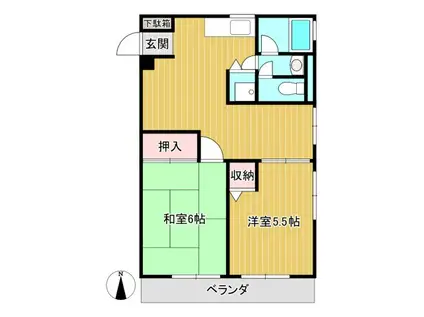 宮崎台ハイツ(2LDK/4階)の間取り写真