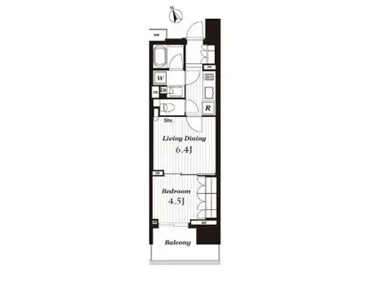 オープンレジデンシア名古屋駅THE COURT(1LDK/6階)の間取り写真