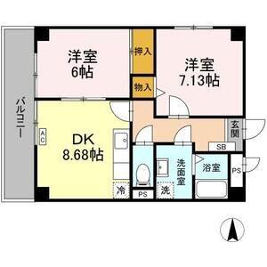 ロイメント名駅(2DK/2階)の間取り写真