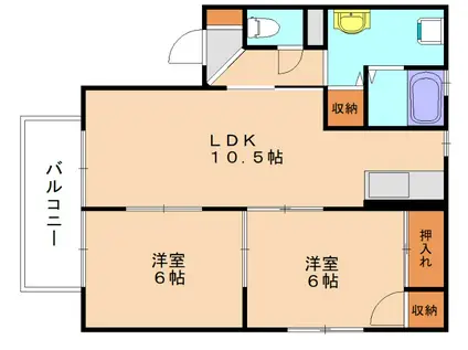 コーポサンライズA棟(2LDK/2階)の間取り写真