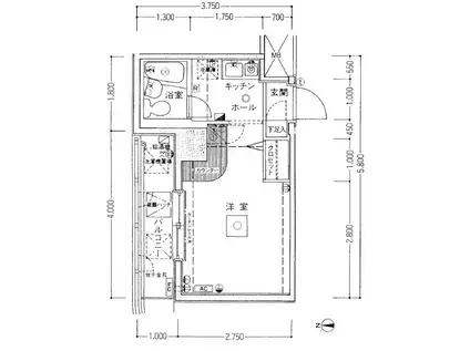 ベルジュール落合(ワンルーム/7階)の間取り写真