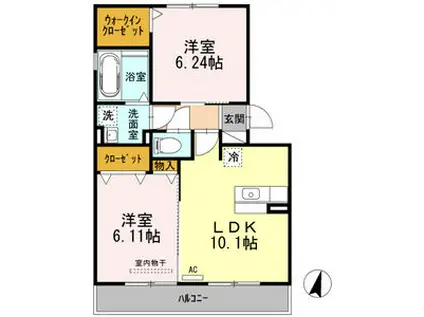 デュール リアン・ボヌール リアン デュール リアン(2LDK/3階)の間取り写真