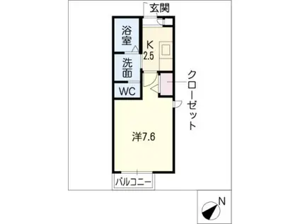 カーサ住吉(1K/1階)の間取り写真