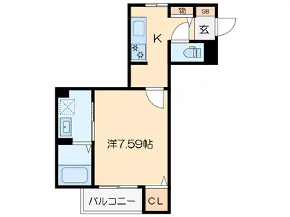 シャーメゾン・エアフォルク(1K/2階)の間取り写真