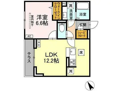 D PAINA 市場下町(1LDK/1階)の間取り写真