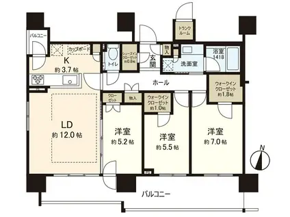パークホームズ大通公園コンフォートプレミア(3LDK/8階)の間取り写真