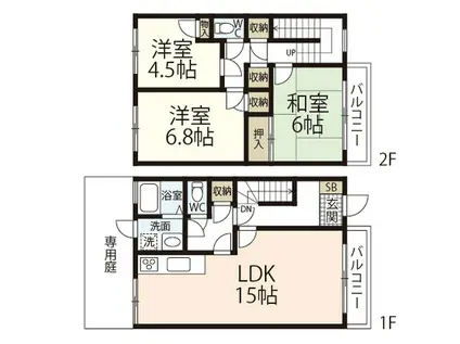 メゾネット己斐(3LDK/1階)の間取り写真