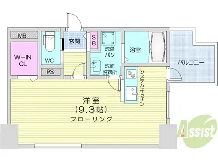 カスタリア大町(ワンルーム/11階)の間取り写真