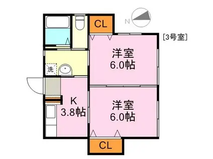 サンコーポ磯(2K/2階)の間取り写真