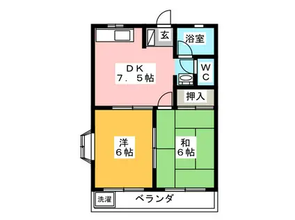 孝行マンション(2DK/2階)の間取り写真