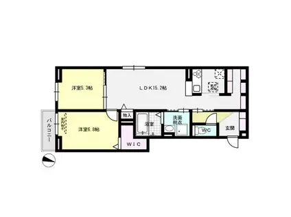 S&T GRACE SQUARE(2LDK/1階)の間取り写真