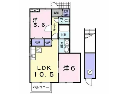 ラ・ソレイユ(2LDK/1階)の間取り写真