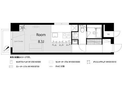 日神プラザ中目黒(ワンルーム/3階)の間取り写真