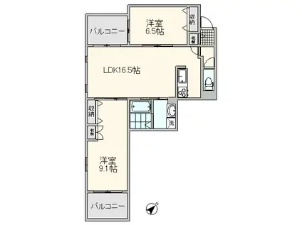 クローバーテラス荻窪(2LDK/2階)の間取り写真